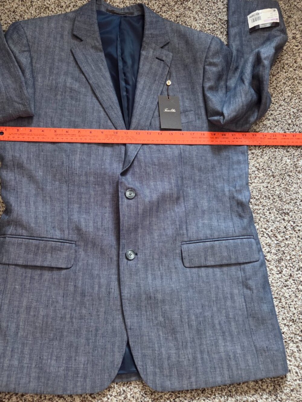 Tasso Elba 100% Linen Blazer Sport Coat Blue Stripe NWT - Picture 6 of 11